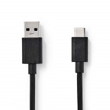 Nedis CCGB61600BK10 USB-C - USB-A töltő- és szinkronkábel 1m fekete dobozos (CCGB61600BK10) - Adatkábel