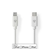 Nedis CCGL39650WT10 USB 2.0, USB-C - Apple Lightning 8-Pin kábel MFI engedélyes Apple chipkészlettel (CCGL39650WT10)