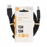 Nedis CCGL61010BK10 usb 3.2 hosszabbítókábel, usb-a apa – usb-a anya, 5 gbps, 1 m, fekete