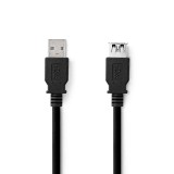 Nedis CCGL61010BK10 USB Type-A apa - USB Type-A anya 3.2 Gen 1 Hosszabbító kábel - Fekete (1m) (CCGL61010BK10)