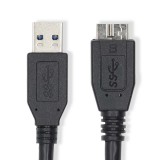 Nedis CCGL61500BK10 USB-A apa - Micro USB-B apa 3.0 Adat és töltő kábel - Fekete (CCGL61500BK10)