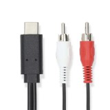 Nedis CCGL64240BK10 audio kábel 1 M 2 x RCA USB C-típus Fekete