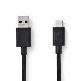 Nedis CCGP61600BK10 USB-C - USB-A töltő- és szinkronkábel 1m fekete (CCGP61600BK10) - Adatkábel