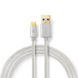 Nedis CCTB61600AL10 USB-C - USB-A töltő- és szinkronkábel 1m ezüst