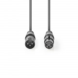 Nedis COTH15010GY30 balanszolt audio kábel, XLR 3-pin apa–XLR 3-pin anya, 3 m, sötétszürke