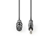 Nedis COTH15120GY15 félprofi audio kábel, 6,35mm mono jack dugó - 3p XLR aljzat, hossz 1,5m, rugalmas (COTH15120GY15)