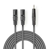 Nedis COTH15310GY30 félprofi XLR audio kábel, 2x XLR 3 tűs dugó | 3,5 mm sztereo jack dugó, 3m