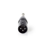 Nedis COTP15942BK adapter (6,35 mm jack - XLR 3 tűs apa, fekete, fém ház, nikkelezett burkolat, egyenes kivitel)