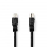 Nedis DIN 5 Tűs Dugasz x2, PVC, nikkelezett, DIN audio kábel, 1m, fekete (CAGP20000BK10) (CAGP20000BK10) - Audió kábel