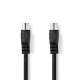 Nedis DIN 5 Tűs Dugasz x2, PVC, nikkelezett, DIN audio kábel, 3m, fekete (CAGP20000BK30) (CAGP20000BK30) - Audió kábel
