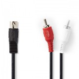 Nedis DIN 5 tűs dugó - 2db RCA dugó DIN-es audio kábel 1m fekete (CAGL20200BK10)