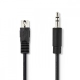 NEDIS DIN audio kábel | DIN 5 Tűs Dugasz | 3.5 mm Dugasz | Nikkelezett | 2.00 m | Kerek | PVC | Fekete | Boríték