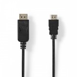 NEDIS DisplayPort kábel | DisplayPort Dugasz | HDMI™ Dugasz | 4K@30Hz | Nikkelezett | 2.00 m | Kerek | PVC | Fekete | Papírfüles