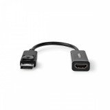 NEDIS DisplayPort kábel | DisplayPort Dugasz | HDMI™ Kimenet | 4K@30Hz | Nikkelezett | 0.20 m | Kerek | PVC | Fekete | Papírfüles