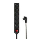 Nedis ESOC650F2BK 3680W/16A Hálózati elosztó 6 aljzatos 5m - Fekete (ESOC650F2BK)