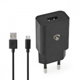 NEDIS Fali Töltő | 1x 2.4 A A | Kimenő csatlakozók száma: 1 | USB-A | Micro USB (Lengő) Kábel | 1.00 m | 12 W | Single Voltage Output