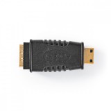 NEDIS HDMI™ adapter | HDMI™ Mini Csatlakozó | HDMI™ Aljzat | Aranyozott | Egyenes | ABS | Fekete | 1 db | Műanyag Zacskó