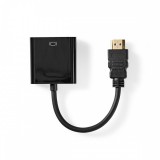 NEDIS HDMI™ kábel | HDMI™ Csatlakozó | VGA Aljzat | 1080p | Nikkelezett | 0.20 m | Egyenes | PVC | Fekete | Papírfüles