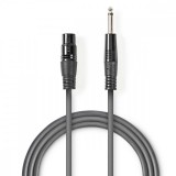 NEDIS Kiegyensúlyozatlan audio kábel | XLR 3-Tűs Aljzat | 6.35 mm Dugasz | Nikkelezett | 1.50 m | Kerek | PVC | Sötét Szürke | Kartondoboz