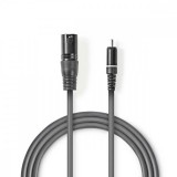 NEDIS Kiegyensúlyozatlan audio kábel | XLR 3-Tűs Dugasz | RCA Dugasz | Nikkelezett | 1.50 m | Kerek | PVC | Sötét Szürke | Kartondoboz