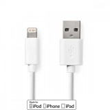 NEDIS Lightning Kábel | USB 2.0 | Apple Lightning, 8 Pólusú | USB-A Dugasz | 480 Mbps | Nikkelezett | 1.00 m | Kerek | PVC | Fehér | Papírfüles