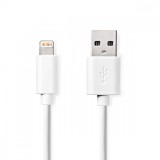 NEDIS Lightning Kábel | USB 2.0 | Apple Lightning, 8 Pólusú | USB-A Dugasz | 480 Mbps | Nikkelezett | 2.00 m | Kerek | PVC | Fehér | Label