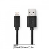 NEDIS Lightning Kábel | USB 2.0 | Apple Lightning, 8 Pólusú | USB-A Dugasz | 480 Mbps | Nikkelezett | 2.00 m | Kerek | PVC | Fekete | Doboz