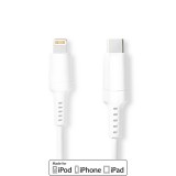 NEDIS Lightning Kábel | USB 2.0 | Apple Lightning, 8 Pólusú | USB-C™ Dugasz | 480 Mbps | Nikkelezett | 2.00 m | Kerek | PVC | Fehér | Doboz