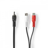 NEDIS Mélynyomó kábel | RCA Dugasz | 2x RCA Aljzat | Nikkelezett | 0.20 m | Kerek | 5.0 x 2.5 mm | Fekete | Buborékfólia