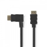 NEDIS Nagy Sebességű HDMI ™ kábel Ethernet | Bal Hooked HDMI ™ csatlakozó | HDMI™ Csatlakozó | 4K@30Hz | 10.2 Gbps | 1.50 m | Kerek | PVC | Fekete | Műanyag Zacskó