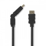 NEDIS Nagy Sebességű HDMI ™ kábel Ethernet | Forgatható HDMI ™ csatlakozó | HDMI™ Csatlakozó | 4K@30Hz | 10.2 Gbps | 1.50 m | Kerek | PVC | Fekete | Műanyag Zacskó