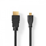 NEDIS Nagy Sebességű HDMI ™ kábel Ethernet | HDMI™ Csatlakozó | HDMI™ Micro Csatlakozó | 4K@30Hz | 10.2 Gbps | 1.50 m | Kerek | PVC | Fekete | Label