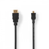 NEDIS Nagy Sebességű HDMI ™ kábel Ethernet | HDMI™ Csatlakozó | HDMI™ Micro Csatlakozó | 4K@30Hz | 10.2 Gbps | 1.50 m | Kerek | PVC | Fekete | Papírfüles