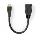 NEDIS Nagy Sebességű HDMI ™ kábel Ethernet | HDMI™ Csatlakozó | HDMI™ Mini Csatlakozó | 4K@30Hz | 10.2 Gbps | 0.20 m | Kerek | PVC | Fekete | Műanyag Zacskó