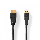 NEDIS Nagy Sebességű HDMI ™ kábel Ethernet | HDMI™ Csatlakozó | HDMI™ Mini Csatlakozó | 4K@30Hz | 10.2 Gbps | 1.50 m | Kerek | PVC | Fekete | Műanyag Zacskó