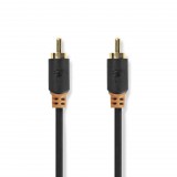 Nedis RCA Dugasz x2, aranyozott, PVC, antracit, digitális audio kábel, 2m (CABW24170AT20) (CABW24170AT20) - Audió kábel