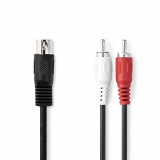 Nedis RCA dugasz x2, PVC, nikkelezett, DIN audio kábel, DIN 5 tűs dugasz, 1m, fekete (CAGP20200BK10) (CAGP20200BK10) - Audió kábel