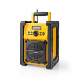 Nedis RDFM3100YW munka rádió, FM, bluetooth, rezgéscsillapítás, 15W, 20 FM állomás, 3,5 mm audióbemenet