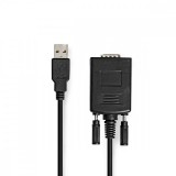 NEDIS RS232 átalakító | USB-A Dugasz | RS232 | Nikkelezett | 0.90 m | Kerek | PVC | Fekete | Doboz
