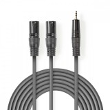 NEDIS Szimmetrikus Audió Kábel | 2x XLR 3-tűs Dugasz | 3.5 mm Dugasz | Nikkelezett | 1.50 m | Kerek | PVC | Sötét Szürke | Kartondoboz