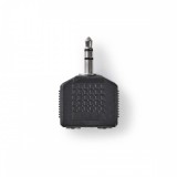 NEDIS Sztereó audio adapter | 3.5 mm Dugasz | 2 db 3.5 mm-es Aljzat | Nikkelezett | Egyenes | ABS | Fekete | 10 db | Műanyag Zacskó