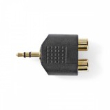 NEDIS Sztereó audio adapter | 3.5 mm Dugasz | 2x RCA Aljzat | Aranyozott | Egyenes | ABS | Fekete | 10 db | Műanyag Zacskó