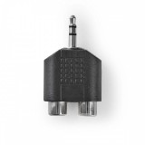 NEDIS Sztereó audio adapter | 3.5 mm Dugasz | 2x RCA Aljzat | Nikkelezett | Egyenes | ABS | Fekete | 10 db | Műanyag Zacskó