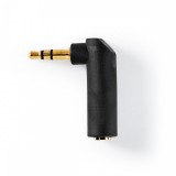 NEDIS Sztereó audio adapter | 3.5 mm Dugasz | 3.5 mm Aljzat | Aranyozott | Könyök 90 ° | Fém | Antracit | 1 db | Ablakos Doboz
