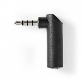 NEDIS Sztereó audio adapter | 3.5 mm Dugasz | 3.5 mm Aljzat | Nikkelezett | Könyök 90 ° | Fém | Fekete | 10 db | Műanyag Zacskó
