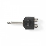 NEDIS Sztereó audio adapter | 6.35 mm Dugasz | 2x RCA Aljzat | Nikkelezett | Egyenes | ABS | Fekete | 10 db | Műanyag Zacskó