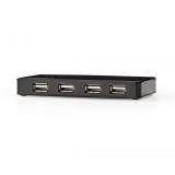 Nedis UHUBU2730BK USB HUB, 7 portos, USB 2.0, 5V tápegység, fekete