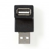 Nedis USB 2.0 USB-A Dugasz USB-A Aljzat 480 Mbps Nikkelezett PVC USB adapter fekete (CCGP60930BK) (CCGP60930BK) - Átalakítók
