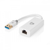 NEDIS USB-A Adapter | USB 3.2 Gen 1 | USB-A Dugasz | RJ45 Aljzat | 1 Gbps | 0.20 m | Kerek | Aranyozott | PVC | Fehér | Doboz