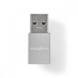 NEDIS USB-A Adapter | USB 3.2 Gen 1 | USB-A Dugasz | USB-C™ Aljzat | 5 Gbps | Kerek | Nikkelezett | Fekete | Doboz